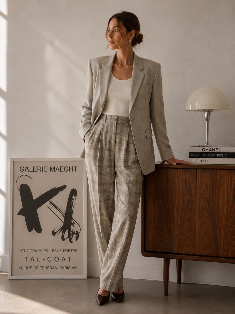 Vintage Studio J by JAX Plaid Two Piece Blazer & Trouser Suit Set